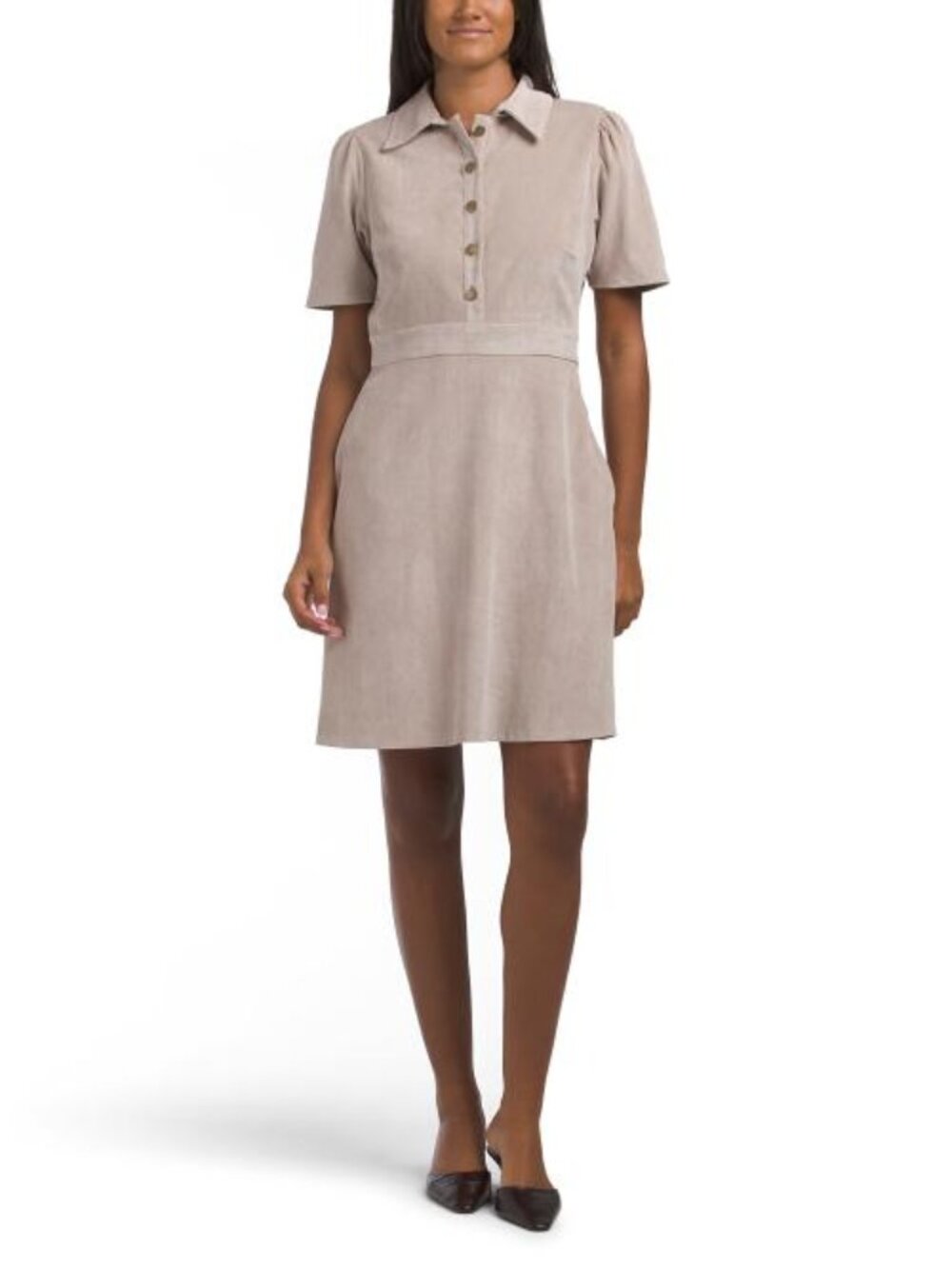 LONDON TIMES Corduroy Inset Waist Mini Dress